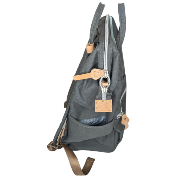 Himawari Gray Backpack Purse Wide Opening Canvas Travel Laptop BackpackStyle - Picture 4 of 16